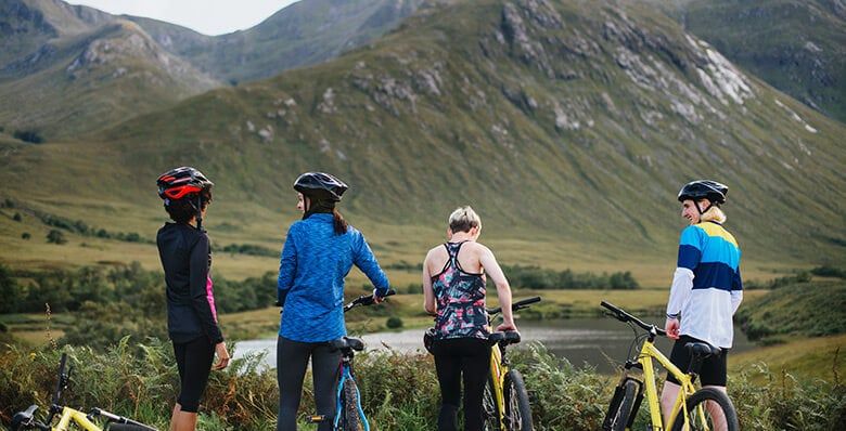 Cyclists in the highlands