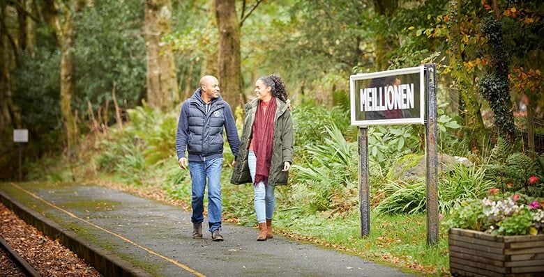 Couple at Meillionen train station in Beddgelert