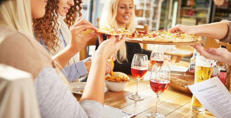 People eating and drinking at Forest Holidays